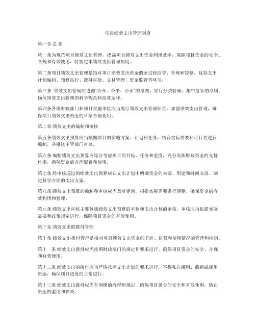 项目绩效支出管理制度