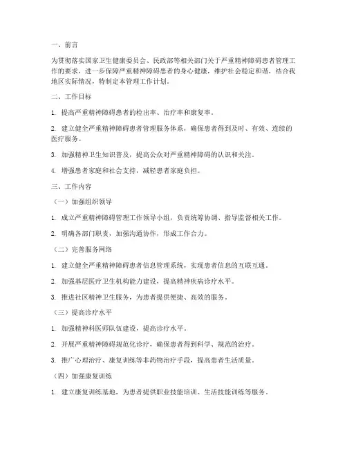 严重精神障碍管理工作计划