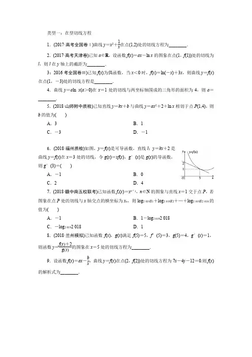 高考数学导数切线专题
