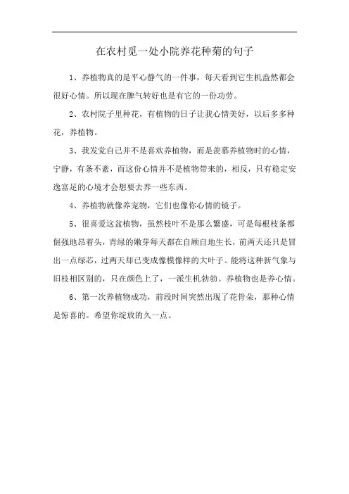 在农村觅一处小院养花种菊的句子