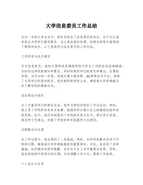 大学信息委员工作总结