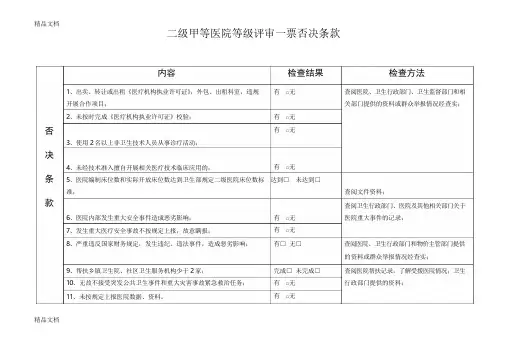 最新二级甲等医院评审标准与评价细则资料