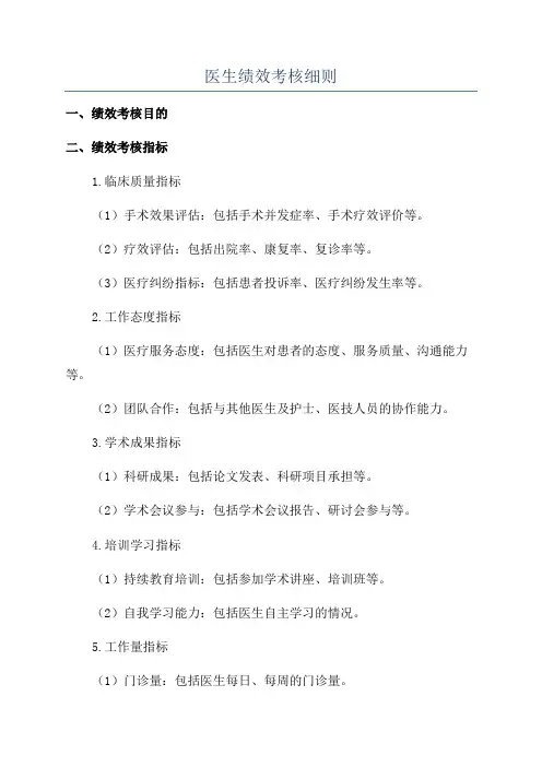医生绩效考核细则