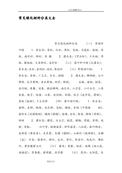 常见绿化树种分类大全