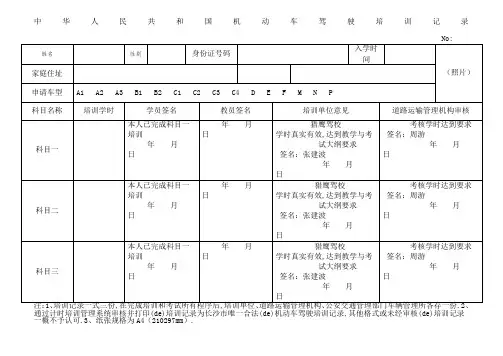 机动车驾驶培训记录