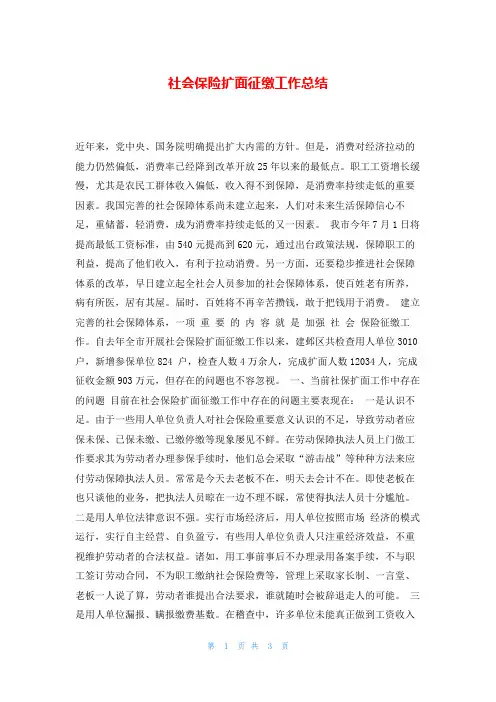 社会保险扩面征缴工作总结