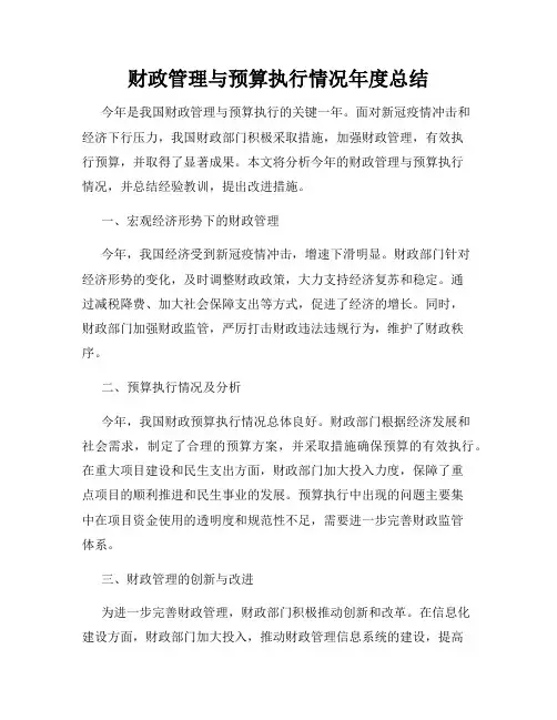 财政管理与预算执行情况年度总结