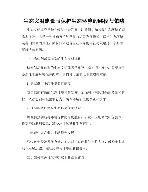 生态文明建设与保护生态环境的路径与策略
