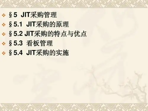 第六章 JIT采购管理