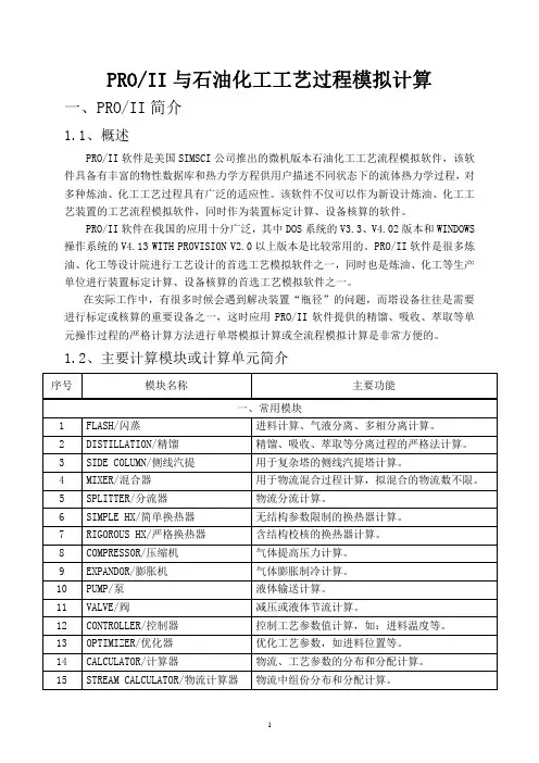 PROII与石油化工工艺过程模拟计算