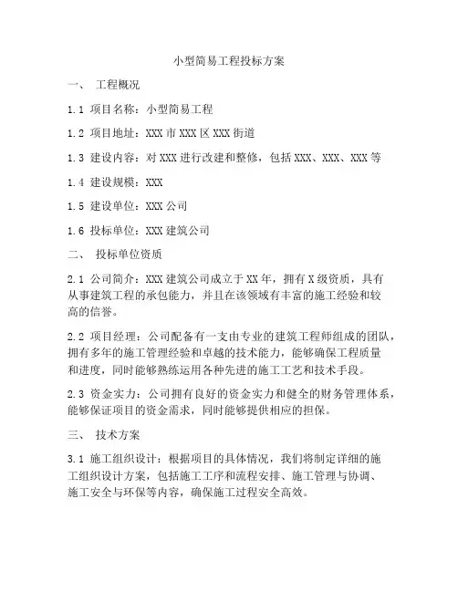 小型简易工程投标方案
