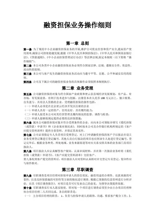 融资担保业务操作细则