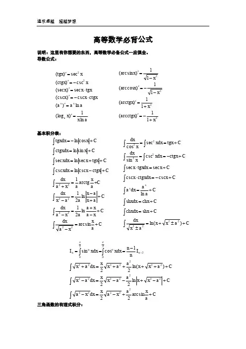 高等数学公式必背大全