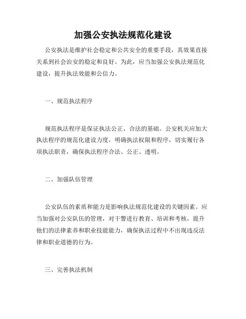 加强公安执法规范化建设