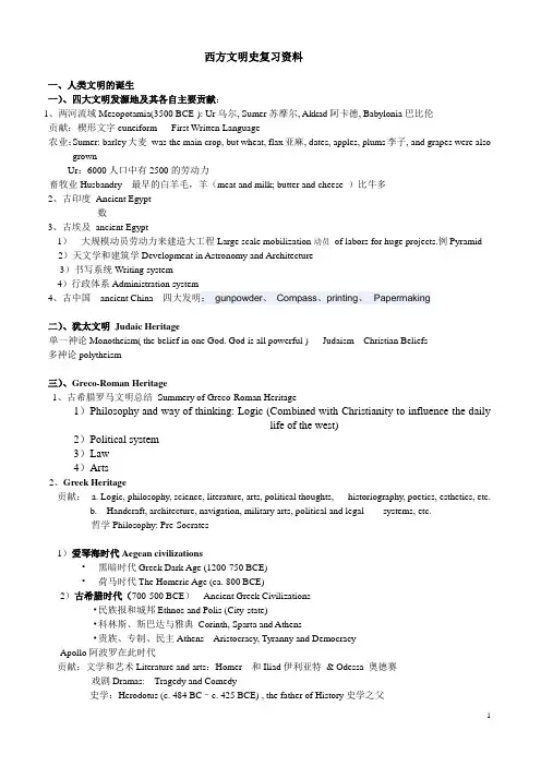 西方文明史复习资料
