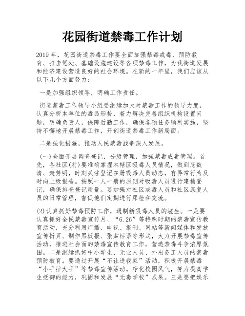 花园街道禁毒工作计划