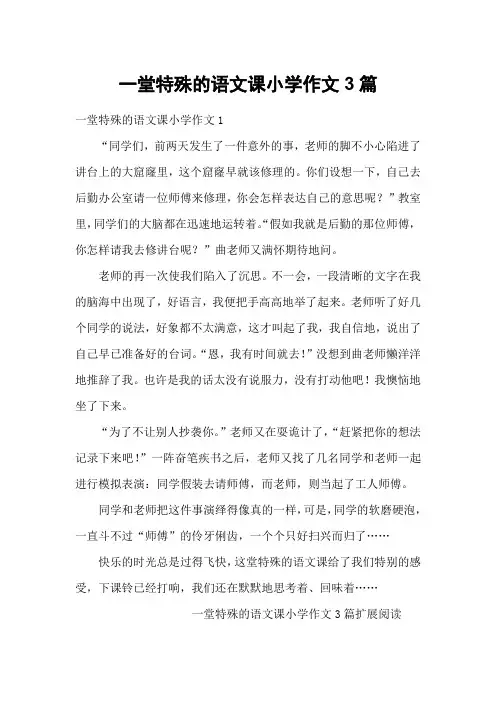 一堂特殊的语文课小学作文3篇