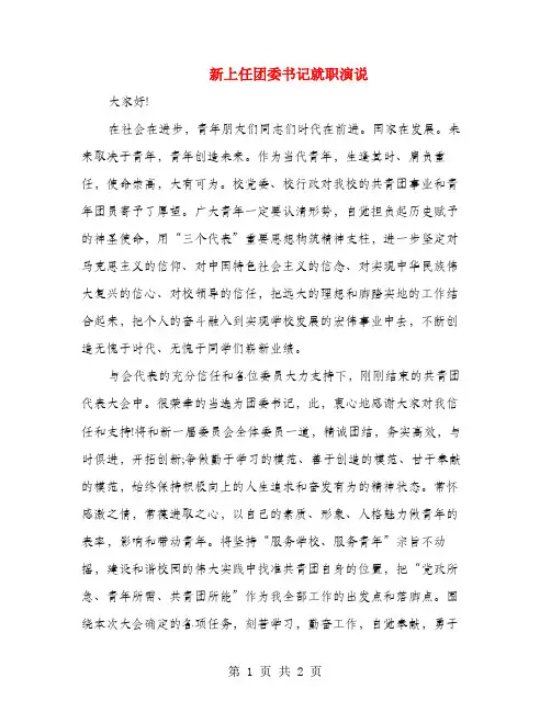 新上任团委书记就职演说