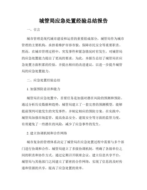 城管局应急处置经验总结报告