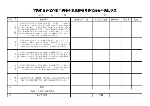 开工前安全确认表