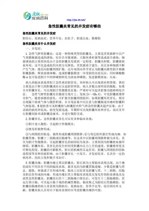 急性胆囊炎常见的并发症有哪些