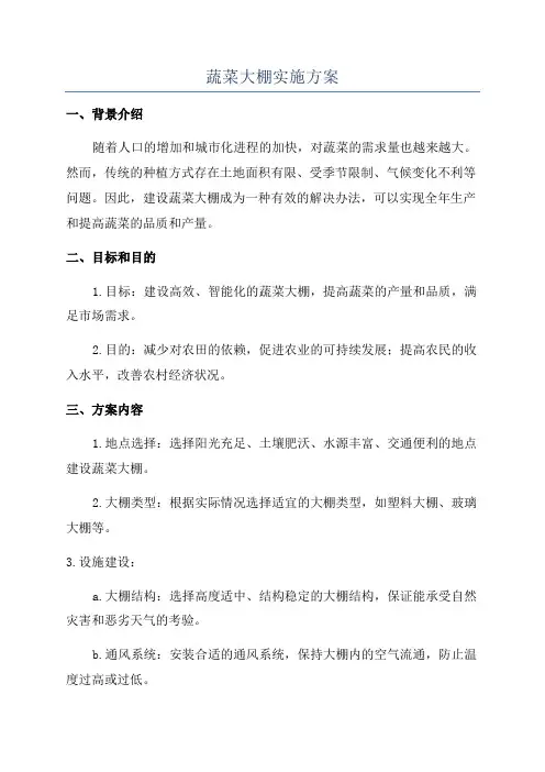蔬菜大棚实施方案