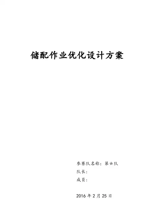 储配作业优化设计方案