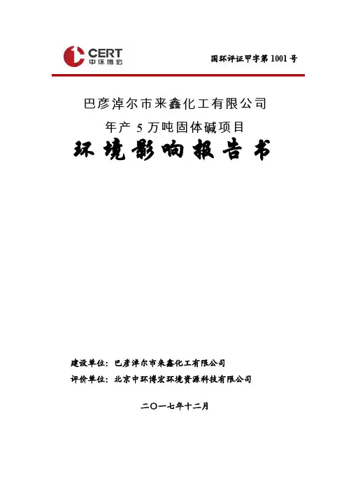 年产5万吨固体碱项目环评报告公示