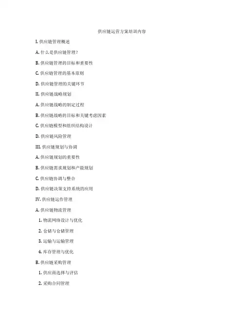 供应链运营方案培训内容
