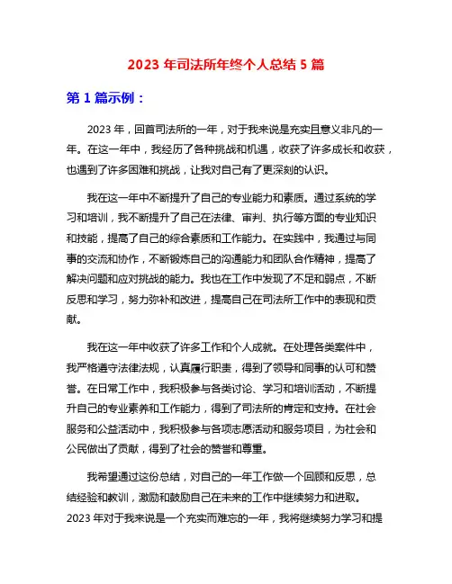 2023年司法所年终个人总结5篇