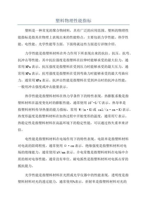 塑料物理性能指标