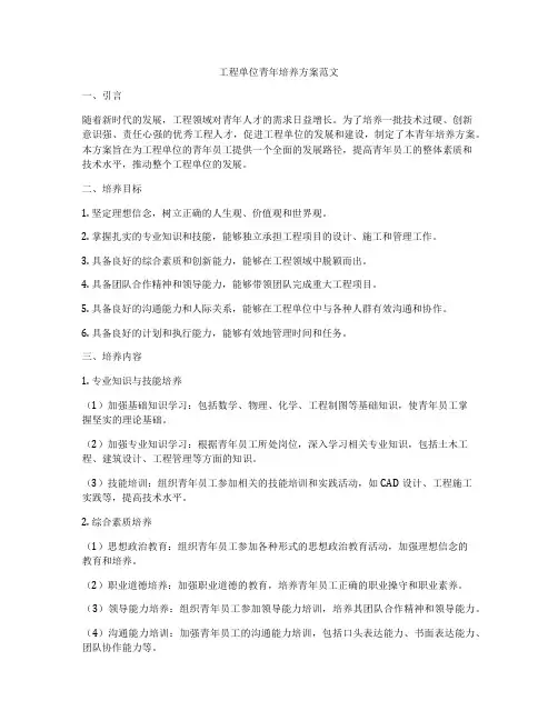 工程单位青年培养方案范文