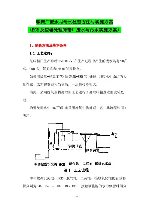 味精厂废水与污水处理方法与实施方案(HCR反应器处理味精厂废水与污水实施方案)