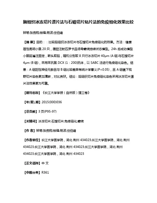 脑组织冰冻切片漂片法与石蜡切片贴片法的免疫组化效果比较
