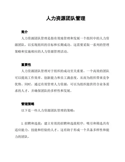 人力资源团队管理