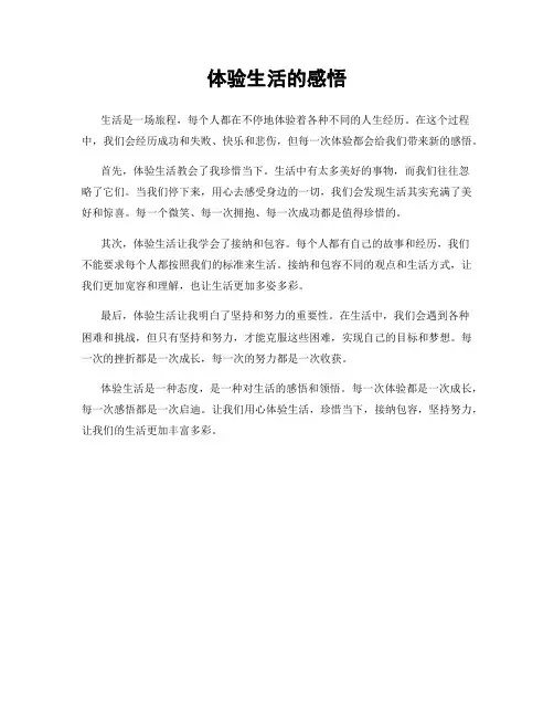 体验生活的感悟