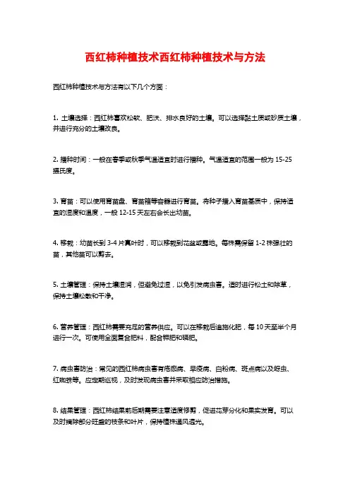 西红柿种植技术西红柿种植技术与方法