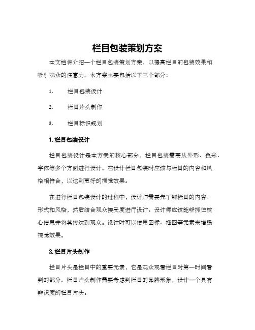 栏目包装策划方案