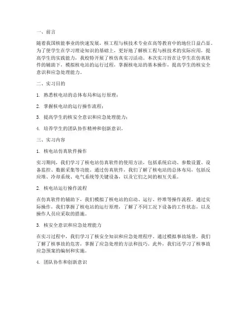 核仿真实习报告