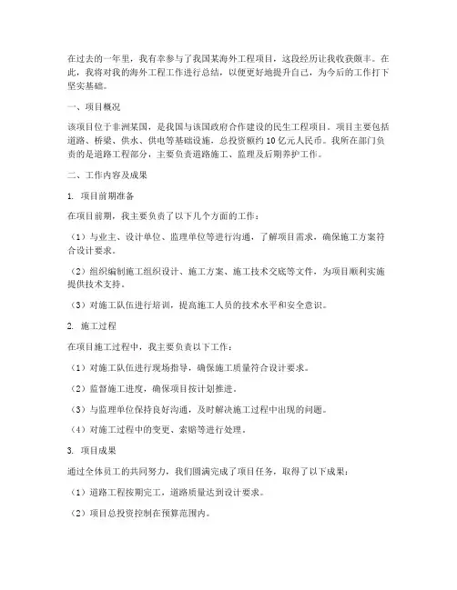 海外工程个人工作总结