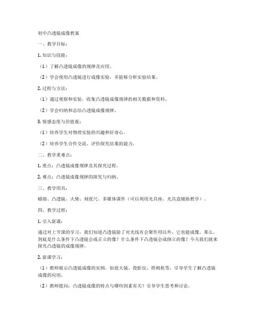 初中凸透镜成像教案