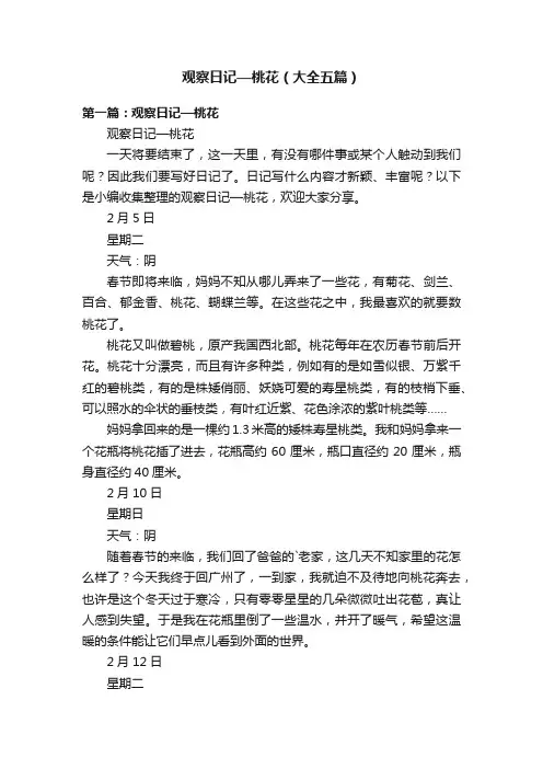 观察日记—桃花（大全五篇）
