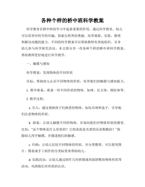 各种个样的桥中班科学教案