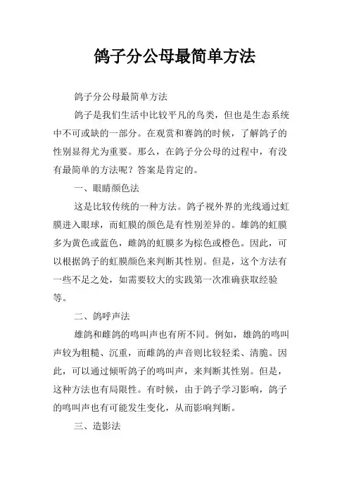 鸽子分公母最简单方法