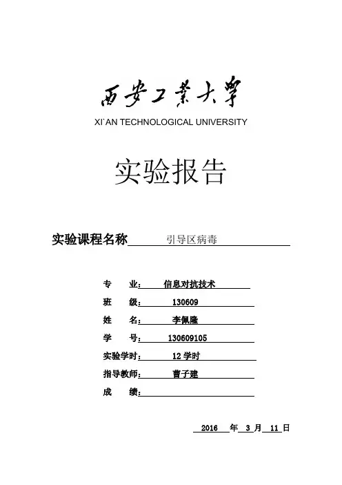 实验1引导区病毒概览