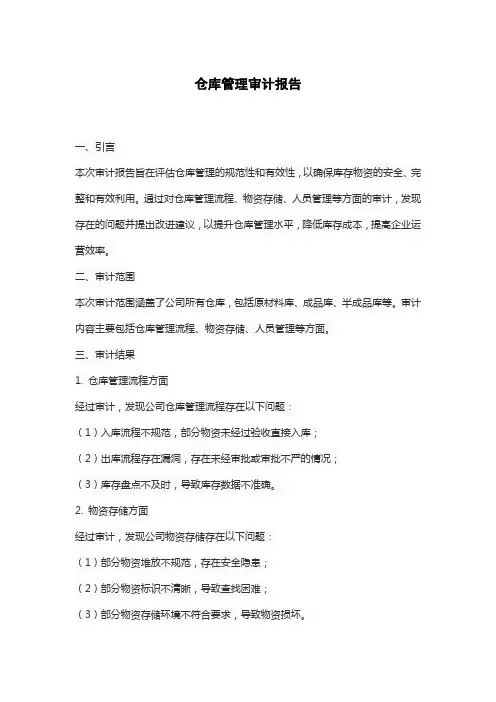 仓库管理审计报告