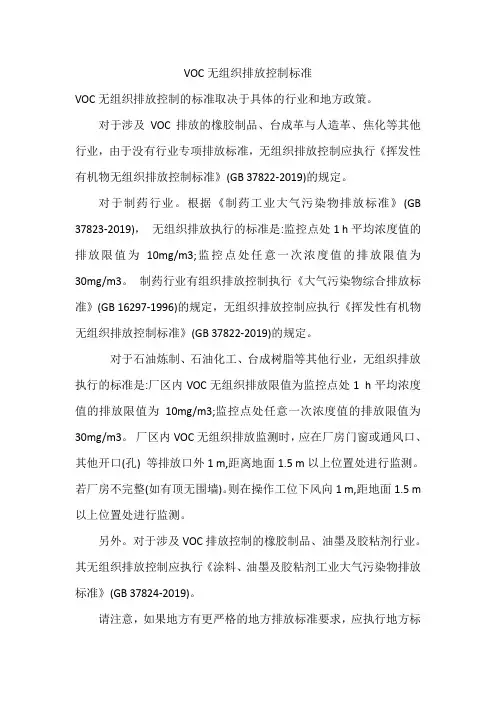 voc无组织排放控制标准