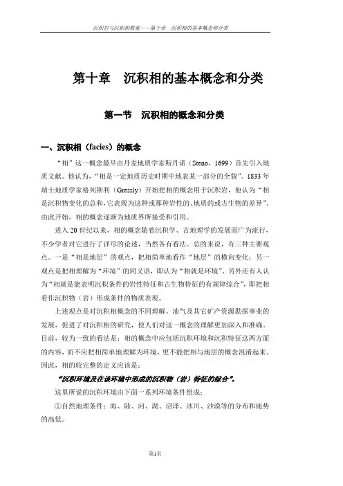 第十章  沉积相的基本概念和分类