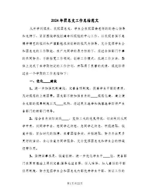 2024年团总支工作总结范文（5篇）