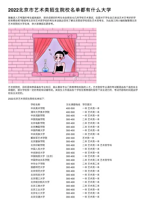 2022北京市艺术类招生院校名单都有什么大学